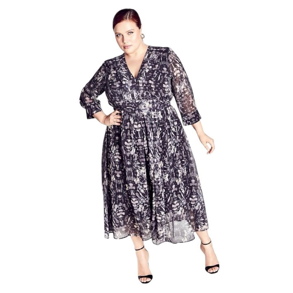 Arna York After Dark Print Dress size 22/24 NWT date night elegant party festive